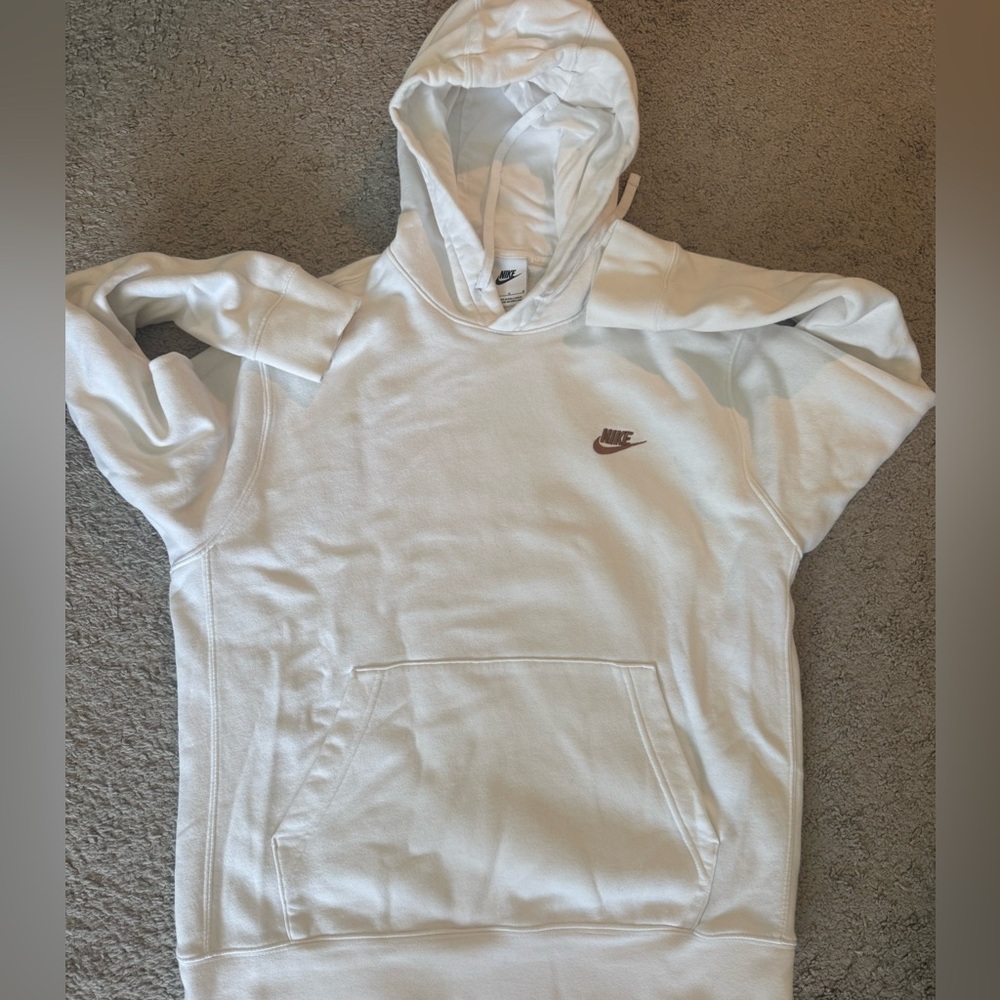 Nike White Hoodie size large, cooper swish